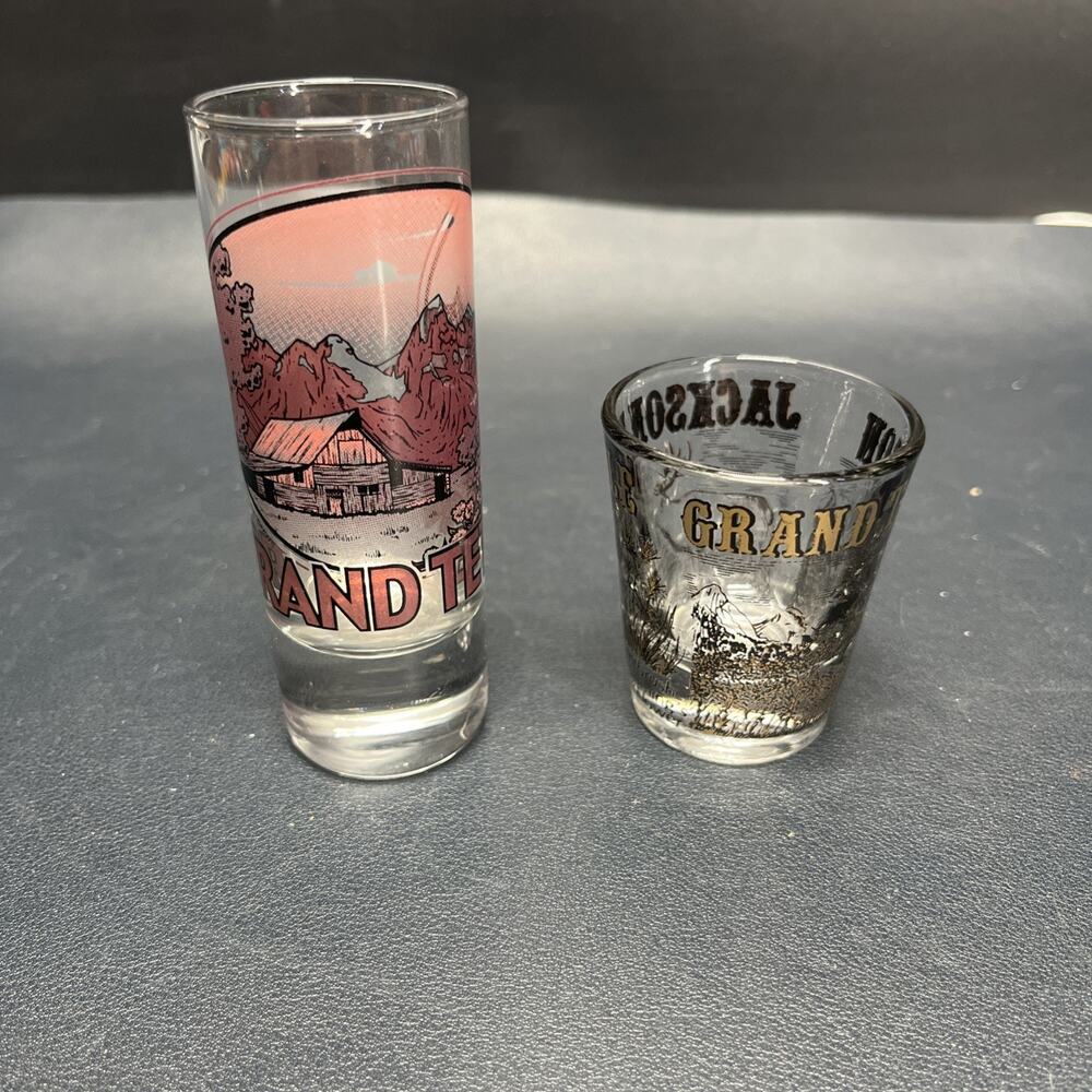 Vintage Jackson Hole Wyoming Grand Teton Clear Shot Glass Souvenir